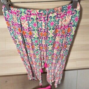 Asos Swim Bright Floral  Beach Drawstring Split Front Beach Pants Size 4